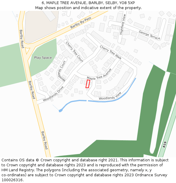 6, MAPLE TREE AVENUE, BARLBY, SELBY, YO8 5XP: Location map and indicative extent of plot