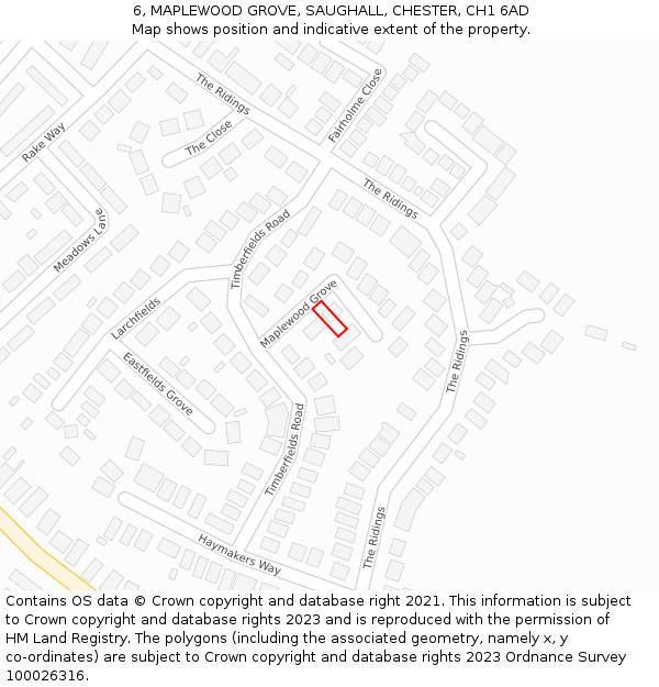 6, MAPLEWOOD GROVE, SAUGHALL, CHESTER, CH1 6AD: Location map and indicative extent of plot