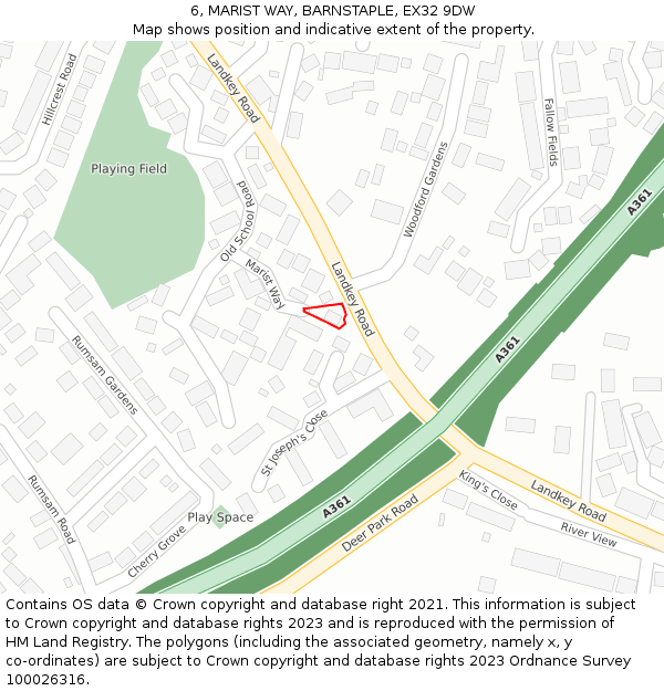 6, MARIST WAY, BARNSTAPLE, EX32 9DW: Location map and indicative extent of plot