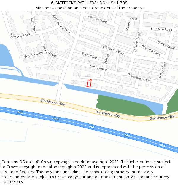 6, MATTOCKS PATH, SWINDON, SN1 7BS: Location map and indicative extent of plot