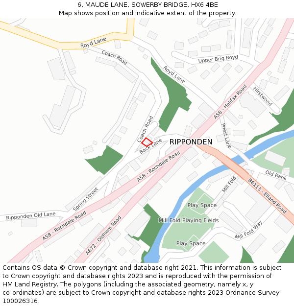 6, MAUDE LANE, SOWERBY BRIDGE, HX6 4BE: Location map and indicative extent of plot