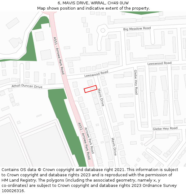 6, MAVIS DRIVE, WIRRAL, CH49 0UW: Location map and indicative extent of plot