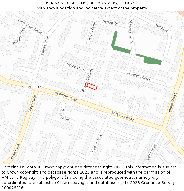 6, MAXINE GARDENS, BROADSTAIRS, CT10 2SU: Location map and indicative extent of plot