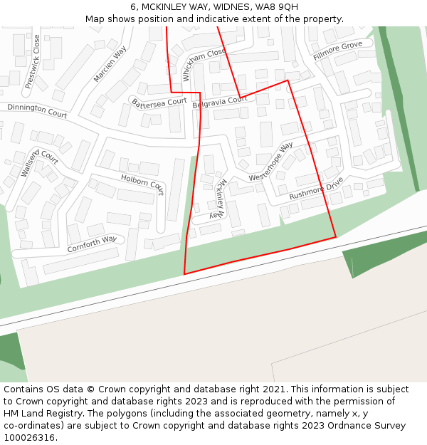 6, MCKINLEY WAY, WIDNES, WA8 9QH: Location map and indicative extent of plot