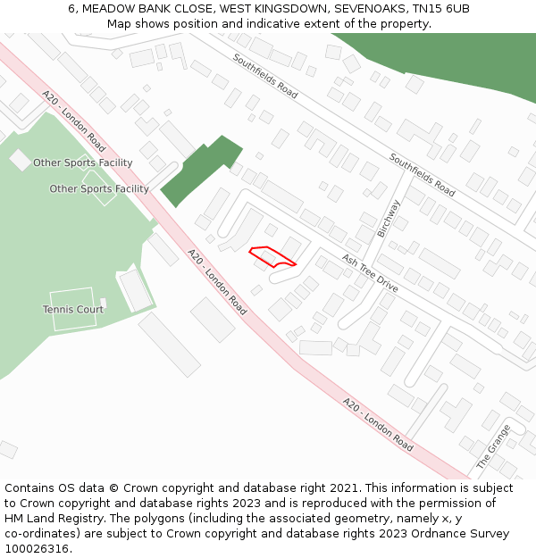 6, MEADOW BANK CLOSE, WEST KINGSDOWN, SEVENOAKS, TN15 6UB: Location map and indicative extent of plot