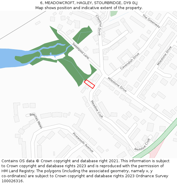 6, MEADOWCROFT, HAGLEY, STOURBRIDGE, DY9 0LJ: Location map and indicative extent of plot