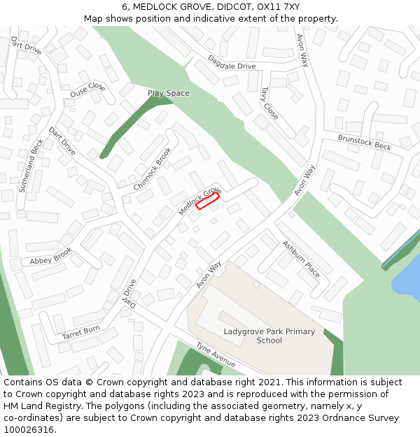 6, MEDLOCK GROVE, DIDCOT, OX11 7XY: Location map and indicative extent of plot