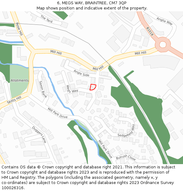 6, MEGS WAY, BRAINTREE, CM7 3QP: Location map and indicative extent of plot