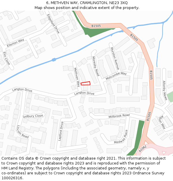 6, METHVEN WAY, CRAMLINGTON, NE23 3XQ: Location map and indicative extent of plot