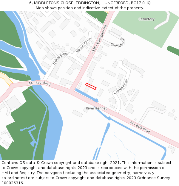 6, MIDDLETONS CLOSE, EDDINGTON, HUNGERFORD, RG17 0HQ: Location map and indicative extent of plot