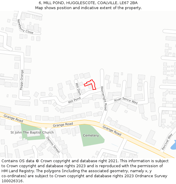 6, MILL POND, HUGGLESCOTE, COALVILLE, LE67 2BA: Location map and indicative extent of plot