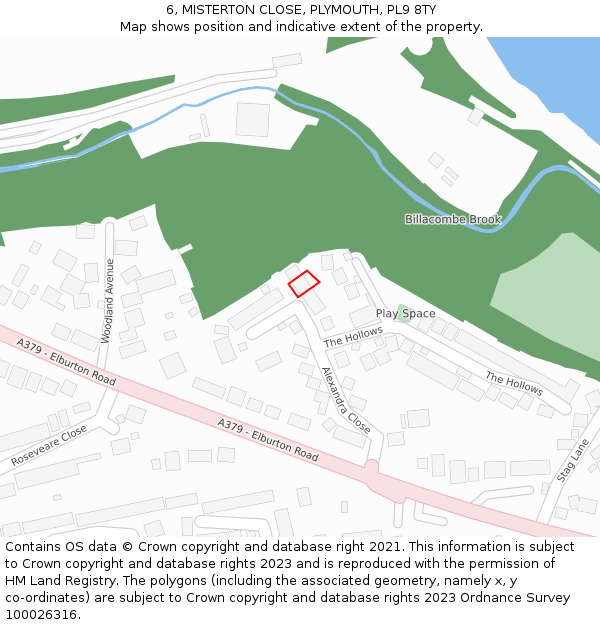 6, MISTERTON CLOSE, PLYMOUTH, PL9 8TY: Location map and indicative extent of plot