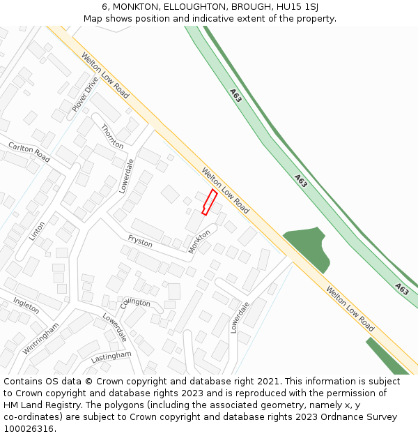 6, MONKTON, ELLOUGHTON, BROUGH, HU15 1SJ: Location map and indicative extent of plot