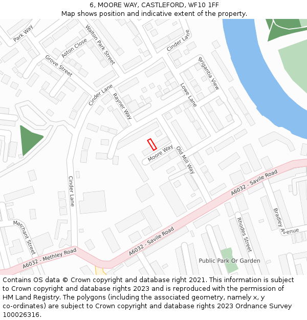 6, MOORE WAY, CASTLEFORD, WF10 1FF: Location map and indicative extent of plot