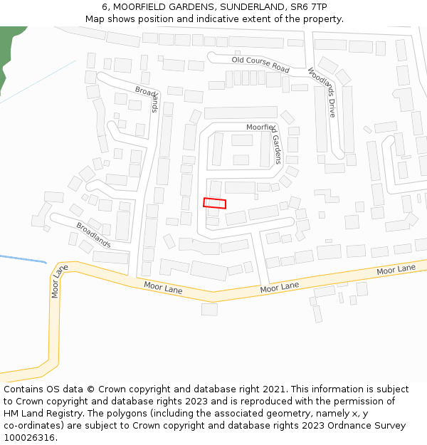 6, MOORFIELD GARDENS, SUNDERLAND, SR6 7TP: Location map and indicative extent of plot