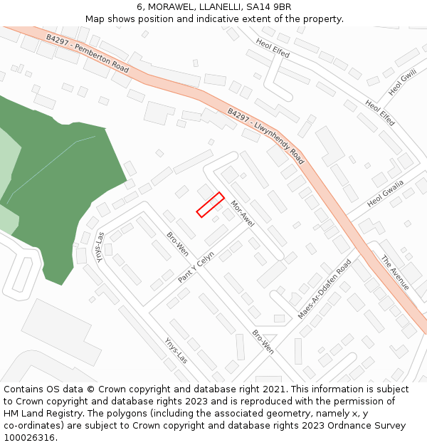 6, MORAWEL, LLANELLI, SA14 9BR: Location map and indicative extent of plot