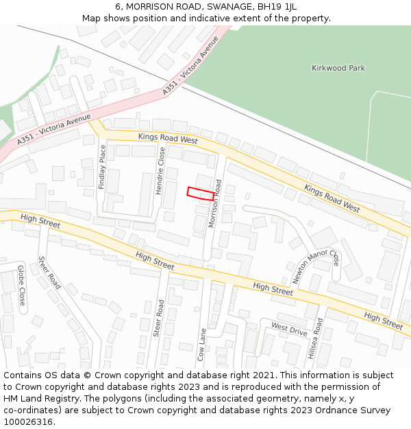 6, MORRISON ROAD, SWANAGE, BH19 1JL: Location map and indicative extent of plot