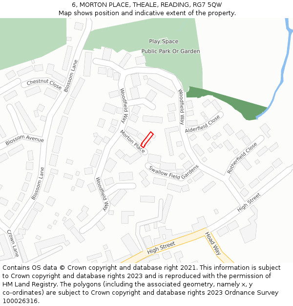 6, MORTON PLACE, THEALE, READING, RG7 5QW: Location map and indicative extent of plot