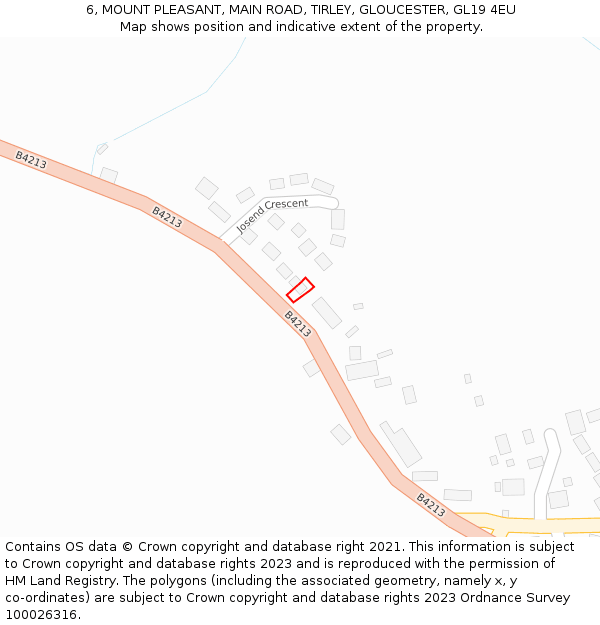 6, MOUNT PLEASANT, MAIN ROAD, TIRLEY, GLOUCESTER, GL19 4EU: Location map and indicative extent of plot