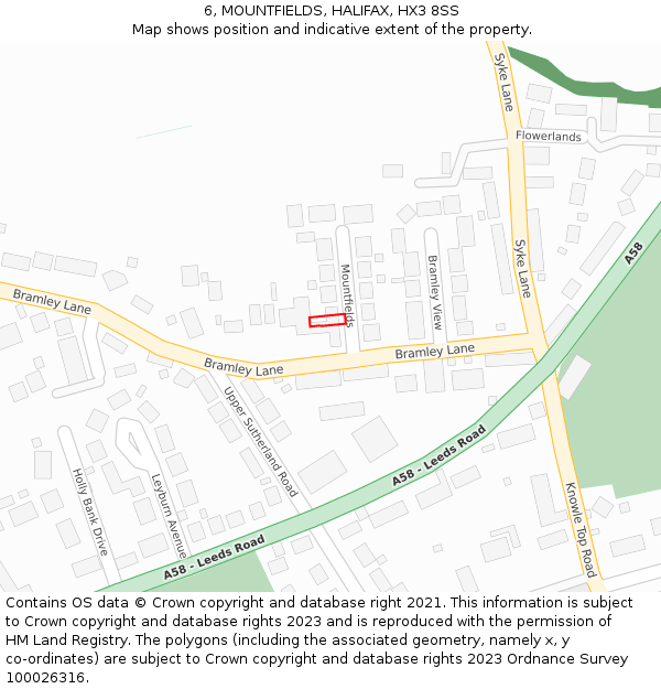 6, MOUNTFIELDS, HALIFAX, HX3 8SS: Location map and indicative extent of plot