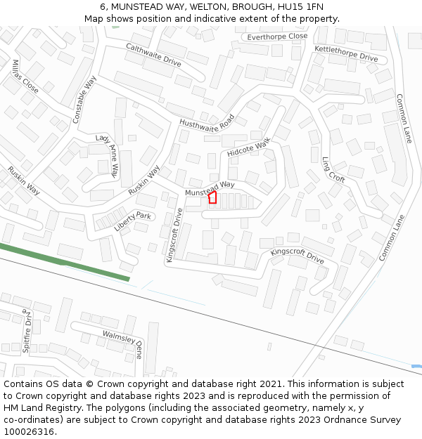 6, MUNSTEAD WAY, WELTON, BROUGH, HU15 1FN: Location map and indicative extent of plot