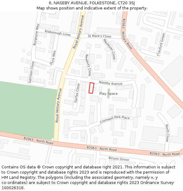 6, NASEBY AVENUE, FOLKESTONE, CT20 3SJ: Location map and indicative extent of plot