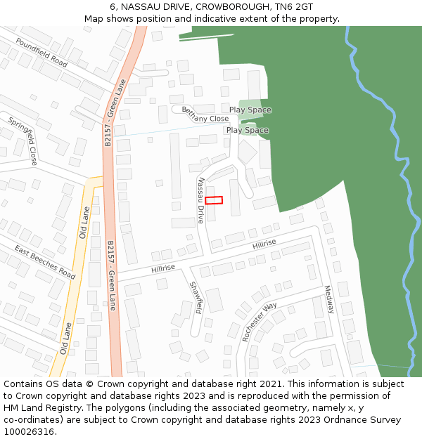 6, NASSAU DRIVE, CROWBOROUGH, TN6 2GT: Location map and indicative extent of plot