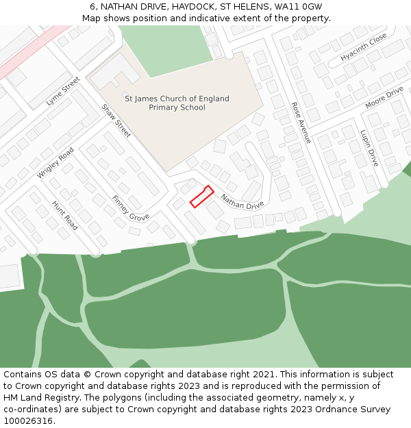 6, NATHAN DRIVE, HAYDOCK, ST HELENS, WA11 0GW: Location map and indicative extent of plot