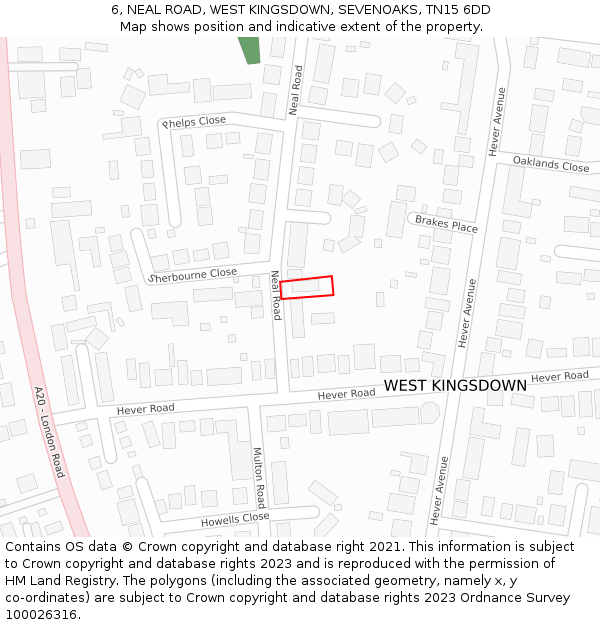 6, NEAL ROAD, WEST KINGSDOWN, SEVENOAKS, TN15 6DD: Location map and indicative extent of plot
