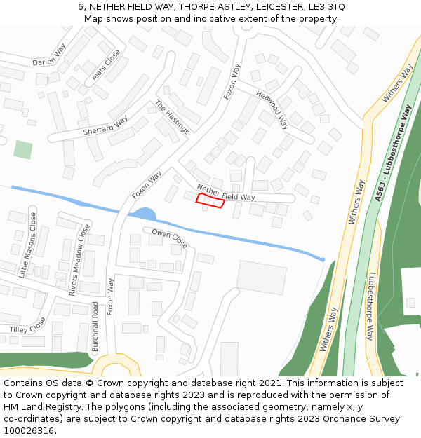 6, NETHER FIELD WAY, THORPE ASTLEY, LEICESTER, LE3 3TQ: Location map and indicative extent of plot