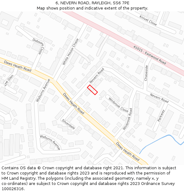 6, NEVERN ROAD, RAYLEIGH, SS6 7PE: Location map and indicative extent of plot