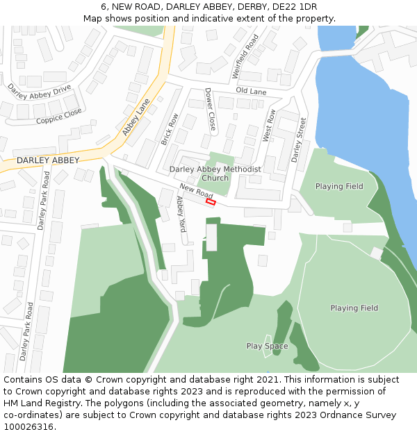 6, NEW ROAD, DARLEY ABBEY, DERBY, DE22 1DR: Location map and indicative extent of plot