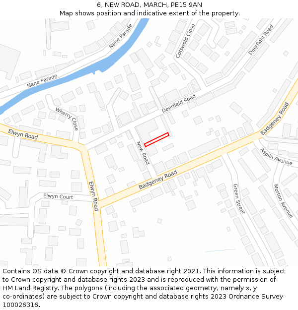 6, NEW ROAD, MARCH, PE15 9AN: Location map and indicative extent of plot