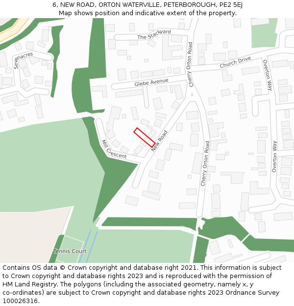 6, NEW ROAD, ORTON WATERVILLE, PETERBOROUGH, PE2 5EJ: Location map and indicative extent of plot