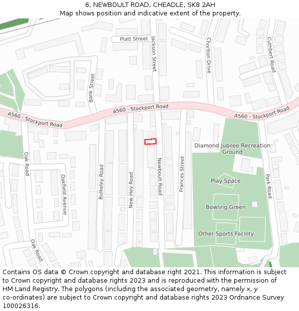 6, NEWBOULT ROAD, CHEADLE, SK8 2AH: Location map and indicative extent of plot