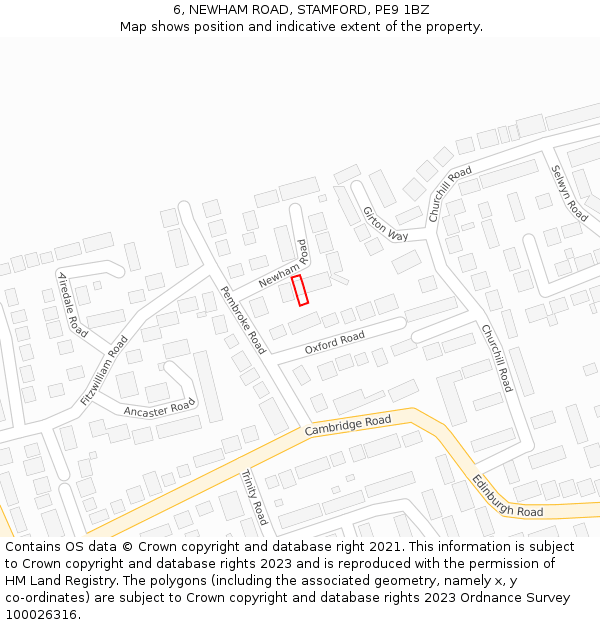 6, NEWHAM ROAD, STAMFORD, PE9 1BZ: Location map and indicative extent of plot