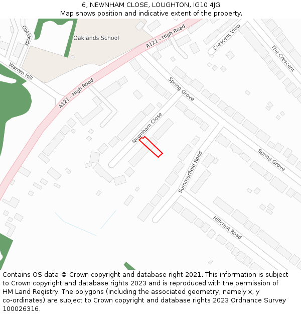 6, NEWNHAM CLOSE, LOUGHTON, IG10 4JG: Location map and indicative extent of plot