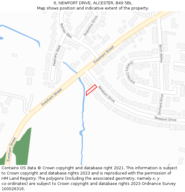 6, NEWPORT DRIVE, ALCESTER, B49 5BL: Location map and indicative extent of plot