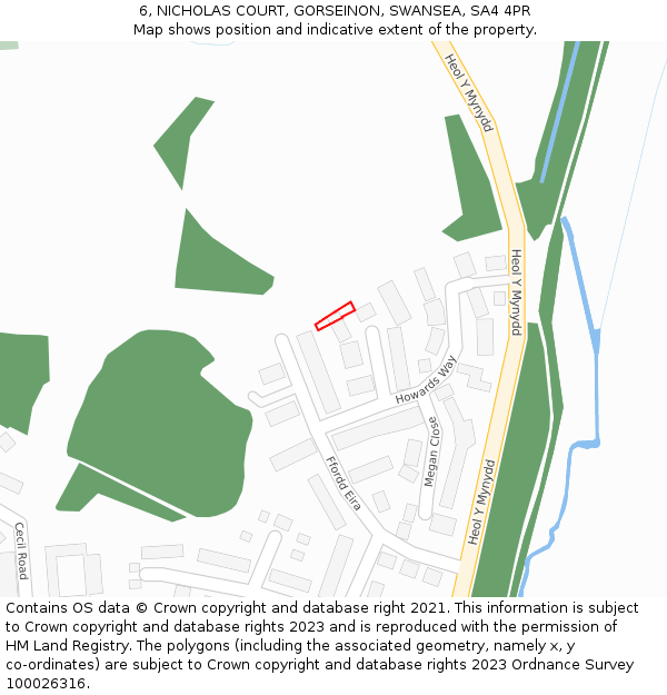 6, NICHOLAS COURT, GORSEINON, SWANSEA, SA4 4PR: Location map and indicative extent of plot