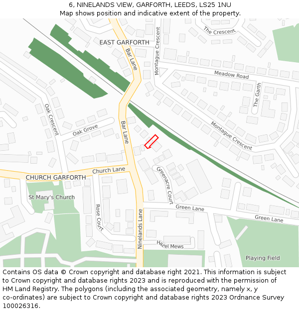 6, NINELANDS VIEW, GARFORTH, LEEDS, LS25 1NU: Location map and indicative extent of plot