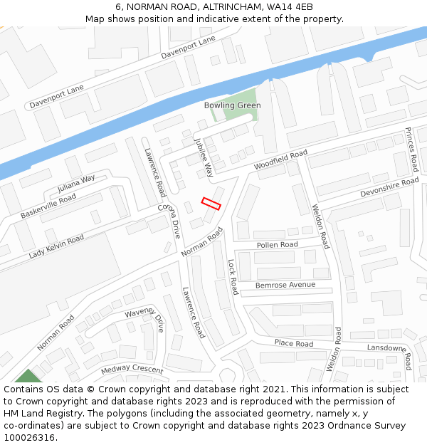 6, NORMAN ROAD, ALTRINCHAM, WA14 4EB: Location map and indicative extent of plot