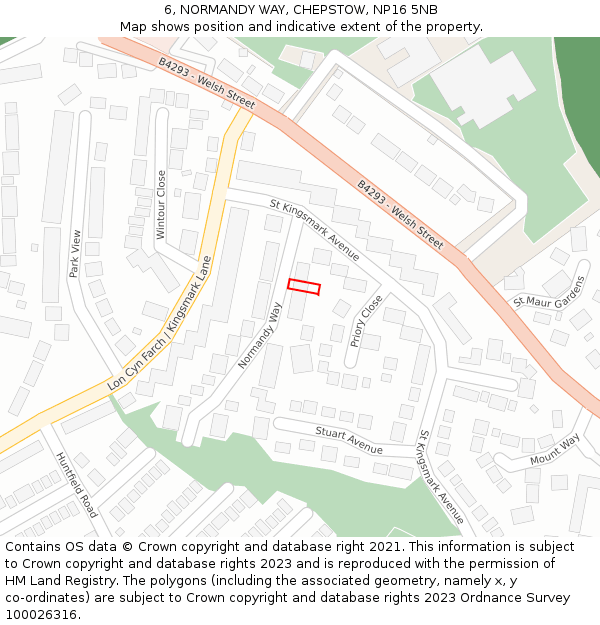 6, NORMANDY WAY, CHEPSTOW, NP16 5NB: Location map and indicative extent of plot