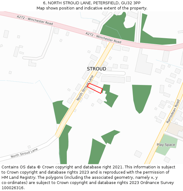 6, NORTH STROUD LANE, PETERSFIELD, GU32 3PP: Location map and indicative extent of plot