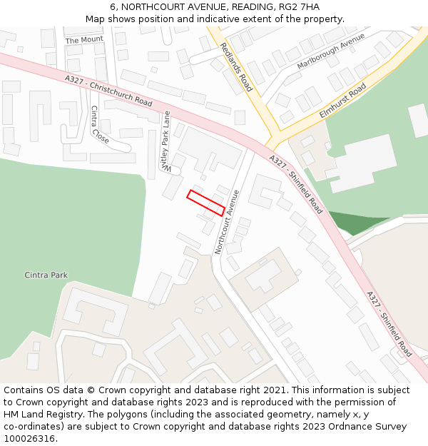 6, NORTHCOURT AVENUE, READING, RG2 7HA: Location map and indicative extent of plot