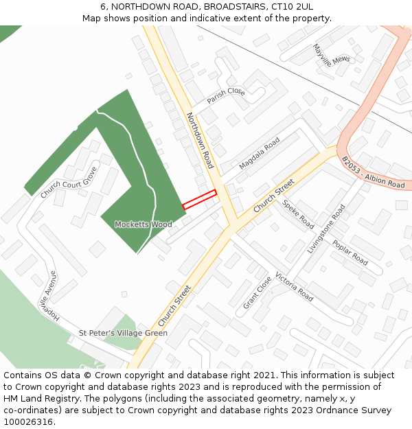 6, NORTHDOWN ROAD, BROADSTAIRS, CT10 2UL: Location map and indicative extent of plot