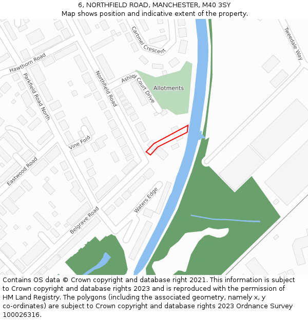 6, NORTHFIELD ROAD, MANCHESTER, M40 3SY: Location map and indicative extent of plot