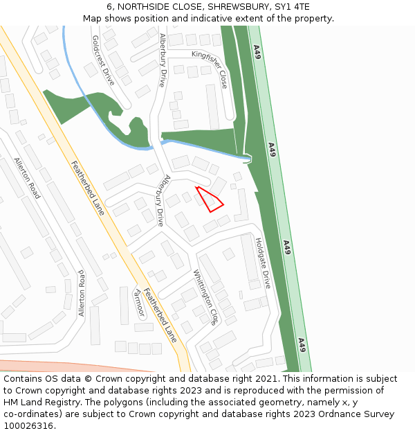 6, NORTHSIDE CLOSE, SHREWSBURY, SY1 4TE: Location map and indicative extent of plot