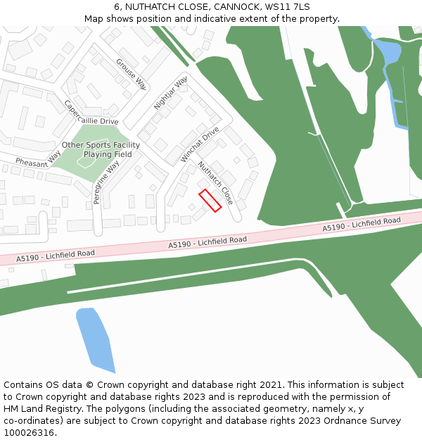 6, NUTHATCH CLOSE, CANNOCK, WS11 7LS: Location map and indicative extent of plot