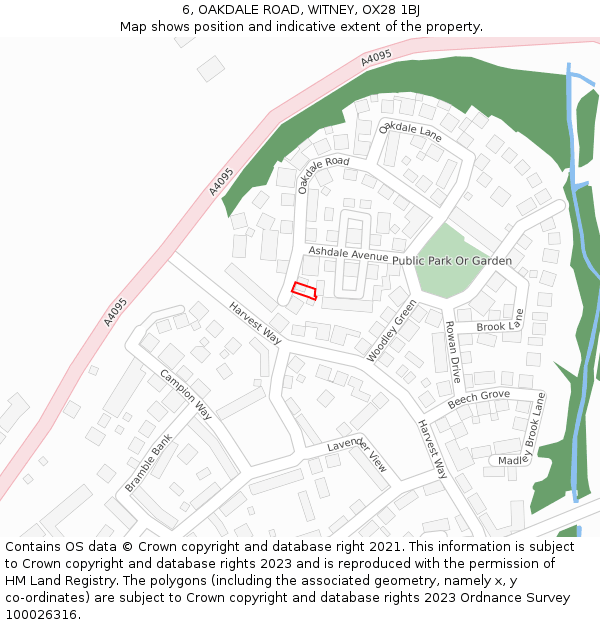 6, OAKDALE ROAD, WITNEY, OX28 1BJ: Location map and indicative extent of plot