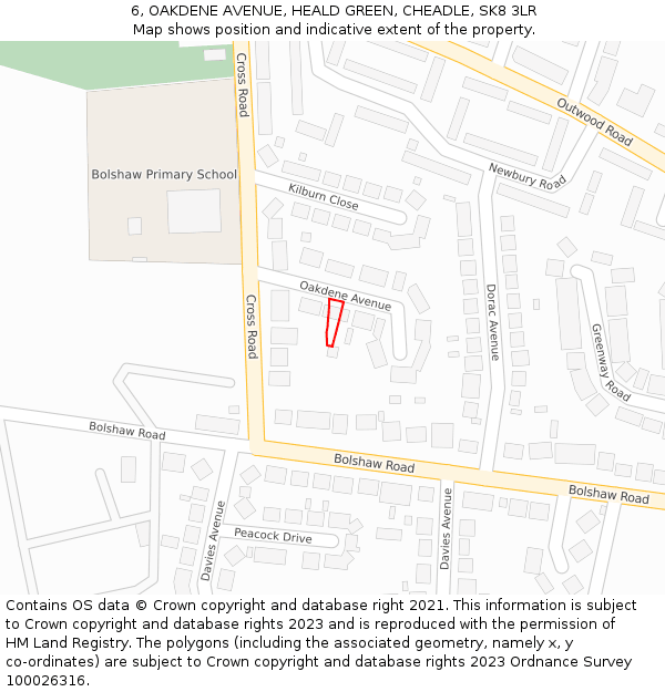 6, OAKDENE AVENUE, HEALD GREEN, CHEADLE, SK8 3LR: Location map and indicative extent of plot